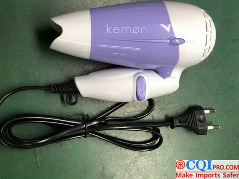 The inspector found that the actual logo of the actual hair dryer was different from the customer's request