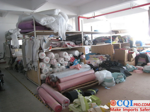 Raw material storage at Xiamen Children's Factory, China