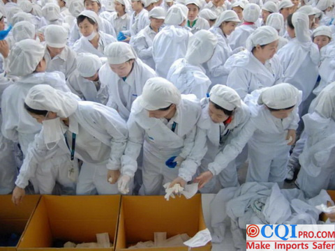 On September 25, 2010, the female workers in the electronics factory just finished the fire drill.