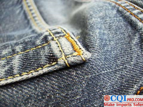 The sewing details of the Jeanswear