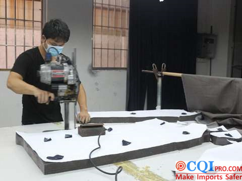 Jeanswear fabric cutting process display