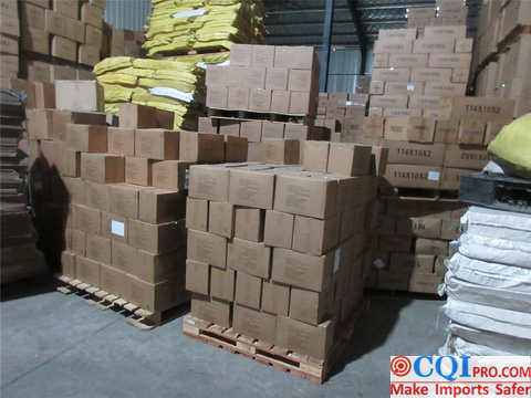 The Chinese factory warehouse is full of goods from different customers