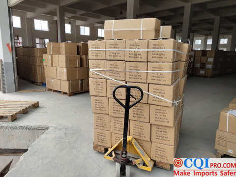 Stacks of goods in a Chinese factory warehouse