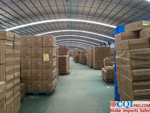 The Chinese factory warehouse is full of goods from different customers