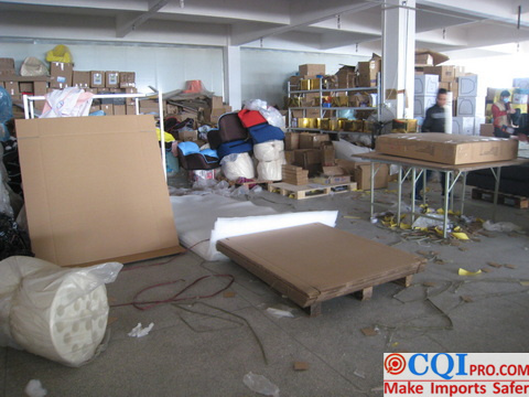 Material storage area of sofa factory