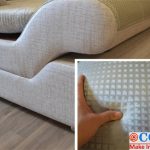 The inspector checks the basic situation of sofa surface material by pressing and touching the sofa.