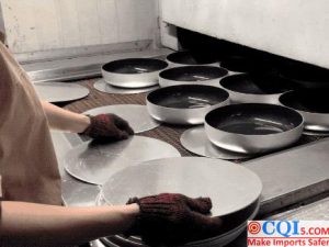 Baking and shaping of non-stick wok production process