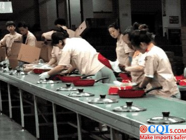 Assembly link of non-stick wok production process